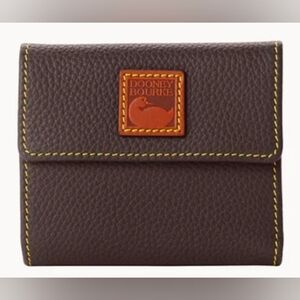 Dooney & Bourke Pebble Grain Small Flap Wallet Brown Tmoro